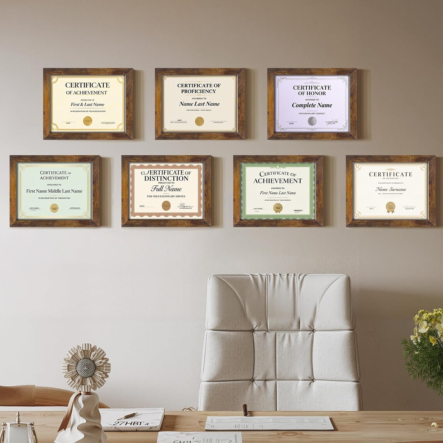 Certifications wall at Dr. Cleona's Dental Clinic.